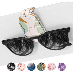 HLD Sunglasses Holder for Car Visor, Magnetic Leather Car Sunglass Holder, Car Sun Visor Glasses Hanger Clip, Car Interior Accessories for Women Men