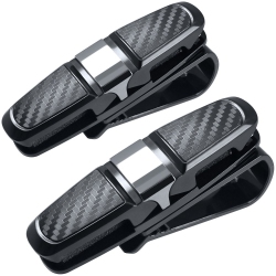 HLD 2 Pack Glasses Holders for Car Sun Visor, Finegood Sunglasses Eyeglasses Mount With Ticket Card Clip - In Black