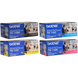 BROTHER 365 Days Warranty / Tn-115Bk / Tn115Bk, Tn-115C / Tn115C, Tn-115Y / Tn115Y, Tn-115M/ Tn115M. Original Toner. Full Set (Bk, Y, C, M) By