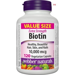 WEBBER NATURALS Get Stronger Hair, Skin & Nails With Biotin 10, 000 Mcg Extra Strength | 120 Vegan Capsules - Boosts Energy Metabolism