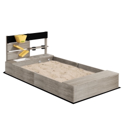 OUTSUNNY Kids Sandbox \w Liner, Outdoor Wooden Sandpit Children Sandpit \w Kitchen Design, Sink, Planting Boxes for Garden, Backyard, 3-7 Years