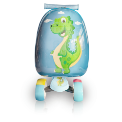 TUCCI Kids Hardside Scooter Ride On Suitcase for Kids - Cute Lightweight Kids Luggage With Wheels (Happy Dino)