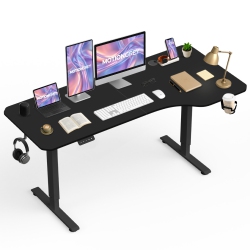 MotionGrey Ergo2 - Adjustable Right L-Shaped Electric Standing Desk with Memory Settings - 63" x 24" Black Top Black Frame - Ergonomic Desk for Home and Office - With Cup Holder