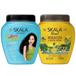 SKALA Hair Care Set: Expert Mais Cachos 2-In-1 Conditioning Treatment Cream + Brasil Passion Fruit & Pataua Oil - 35.27 OZ - 2 Pack