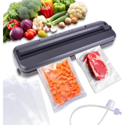 QUECEUY Vacuum Sealer Machine, Including Bag And Built-In Cutter, Food Storage Automatic Air Sealing System
