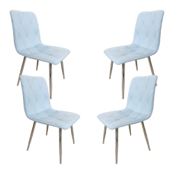 QUEENSONS Bombay Dining Chair Chrome (Set Of 4) In Grey