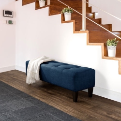 CORLIVING Rosewell Contemporary Fabric Entryway Bench - In Navy Blue