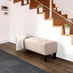 CORLIVING Rosewell Contemporary Fabric Entryway Bench - Cream