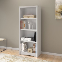 CORLIVING Quadra 59" Tall Adjustable Shelf Bookcase, 4-Tier Shelving Unit Bookshelf With Open Shelves In White