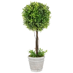 NORTHLIGHT Potted Artificial Round Boxwood Topiary Tree - 18