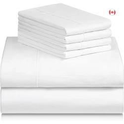 GENER 6 PC Queen Sheet Set | Bamboo Bed Sheets | Deep Pockets 18" | Eco Friendly Cooling | Wrinkle Free | Machine Washable | Silky Soft - Queen