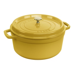 STAUB La Cocotte 5.25 L Cast Iron Round Cocotte, Citron