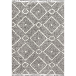JONATHAN Y Mercer Shag Plush Tassel Moroccan Diamond Area Rug