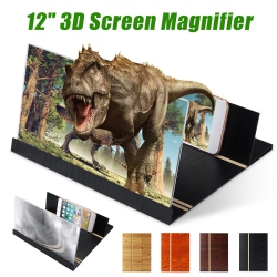 MOBILE PHONE GADGET Universal 3D Phone Screen Magnifier Stereoscopic Amplifying 12 Inch Desktop Wood Bracket Phone Holder for Mobilephone