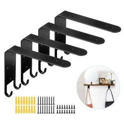 MOUNTS & HOLDERS Agsivo 4PCs Vintage With Hook Wall Mounted Floating Hanging Shelf Board Support Holder
