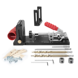 POCKET HOLE JIG Enjoywood Xk4S Aluminum Alloy Adjustable Woodworking Hole Puncher Locator for Diy Carpentry Projects