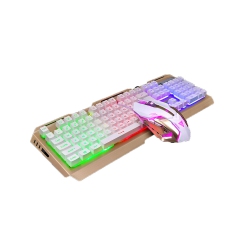KEYBOARDS & MOUSE Glowing 104 Keys Keyboard And Mouse Set V1 Wired RGB Mechanical Feeling Keyboard 2400Dpi Mouse Combo Set for Game Office Notebook
