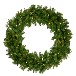 NORTHLIGHT Pre-Lit Northern Pine Artificial Christmas Wreath - 36" - Warm Led Lights In White