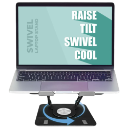 UNCAGED ERGONOMICS Rise Swivel Adjustable Laptop Desk Stand 2.0- In Black