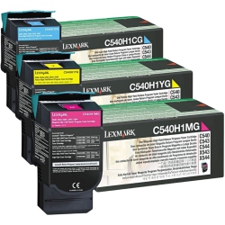 LEXMARK 365 Days Warranty C540H1Cg, C540H1Yg, C540H1Mg. Original High Yield Toner. 3 Colors Set (Cy, Yl, Mg) For: C540 to X548. By Azx-Deals