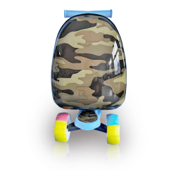 TUCCI Kids Hardside Scooter Ride On Suitcase for Kids - Cute Lightweight Kids Luggage With Wheels (Lil' Trooper)