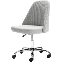 MOUSTACHE Home Office Modern Linen Fabric Armless Mid-Back Office Chair, Adjustable Swivel Task Chair Desk Chair Computer Chair With Wheels