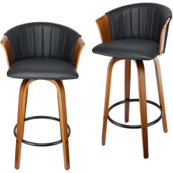 MOUSTACHE Set Of 2 Bar Stools Height Wood Counter Stools With Mid-Backrest, Kitchen Barstools Pub Chair for Home Dining Island