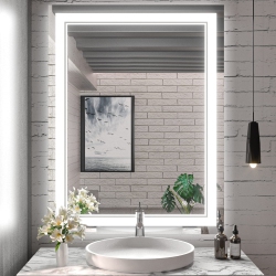STRAK Led Mirror Bathroom Mirror \w Lights, Lighted Vanity Mirror, Wall Mounted Anti-Fog Dimmable Lighting Makeup Mirrors, Ip54 Waterproof