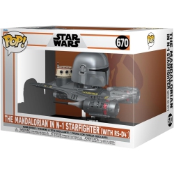 POP Star Wars The Mandalorian 3.75 Inch Action Figure - The Mandalorian In N-1 Starfighter With R5-D4 #670