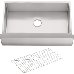 KOHLER K-5415-Na Strive Self-Trimming Undermount Large Single-Bowl Kitchen Sink With Tall Apron, 35 1/2 X 21 1/4", Stainless Steel