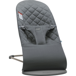 BABYBJRN Babybjorn Bouncer Bliss In Woven Fabric - Classic Quilt, Anthracite On Dark Frame In Grey