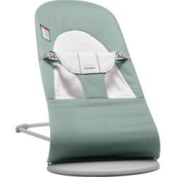 BABYBJRN Babybjorn Bouncer Balance In Soft Woven/jersey Blend Fabric - Light Sage/ On Light Frame In Gray