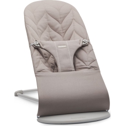 BABYBJRN Babybjorn Bouncer Bliss In Woven Fabric - Petal Quilt, Sand Grey On Light Frame In Gray