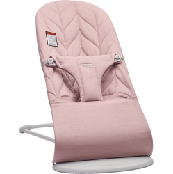 BABYBJRN Babybjorn Bouncer Bliss In Woven Fabric - Petal Quilt, Dusty Pink On Light Frame In Gray