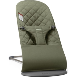 BABYBJRN Babybjorn Bouncer Bliss In Woven Fabric - Petal Quilt, Dark On Dark Grey Frame In Green