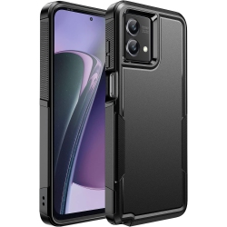 CSMART [] Dual Layers Heavy Duty Rubber Armor Hard Case Cover for Motorola Moto G Play 2024 In Black