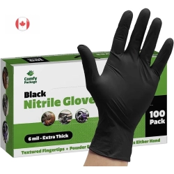 GENER Nitrile Gloves: 6 Mil, Latex-Free, Textured, Disposable (Chemical Resistant) In Black