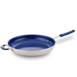 NUTRICHEF 14"non-Stick Fry Pan - Durable Pan With Silicone Handle, Ceramic Coating Inside