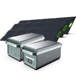 YOSHINO TECHNOLOGY Yoshino B4000 Sst 11-Port Solid-State Solar Generator 2611Wh, 4000W \w 3-Piece Solar Panels (600W) Emergency UPS Backup Battery