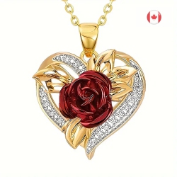 GENER Exquisite Rose Necklace: Romantic Anniversary Gift In Red