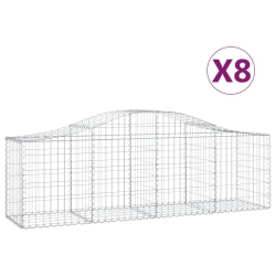 VIDAXL Arched Gabion Baskets 8 PCs 200X50X60/80 Cm Galvanised Iron