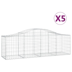 VIDAXL Arched Gabion Baskets 5 PCs 200X50X60/80 Cm Galvanised Iron