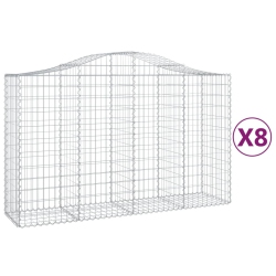 VIDAXL Arched Gabion Baskets 8 PCs 200X50X120/140 Cm Galvanised Iron