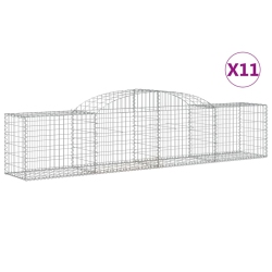 VIDAXL Arched Gabion Baskets 11 PCs 300X50X60/80 Cm Galvanised Iron