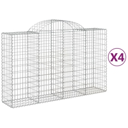 VIDAXL Arched Gabion Baskets 4 PCs 200X50X120/140 Cm Galvanised Iron