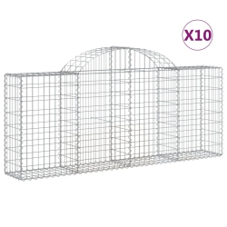 VIDAXL Arched Gabion Baskets 10 PCs 200X30X80/100 Cm Galvanised Iron