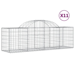 VIDAXL Arched Gabion Baskets 11 PCs 200X50X60/80 Cm Galvanised Iron