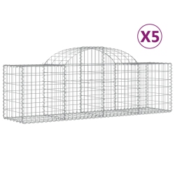 VIDAXL Arched Gabion Baskets 5 PCs 200X50X60/80 Cm Galvanised Iron