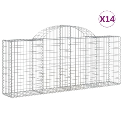 VIDAXL Arched Gabion Baskets 14 PCs 200X30X80/100 Cm Galvanised Iron