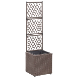 VIDAXL Trellis Raised Bed With 1 Pot 30X30X107 Cm Poly Rattan In Brown